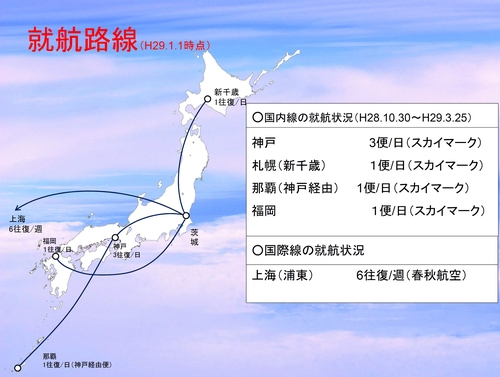 平成29年1月1日現在の茨城空港における就航路線の画像