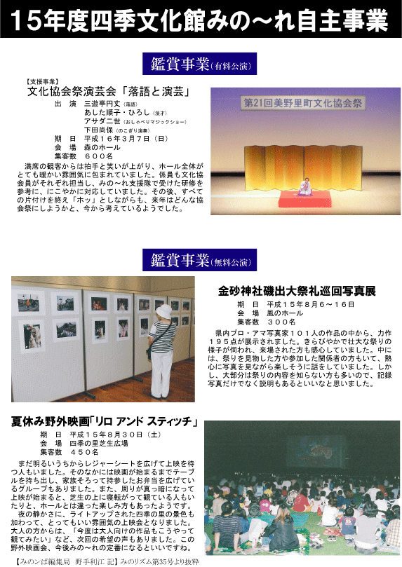 15年度四季文化館みの～れ自主事業の写真3