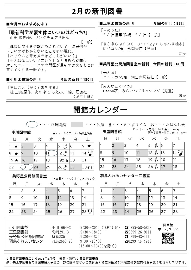 裏としょかんだより2月号 裏としょかんだより2月号