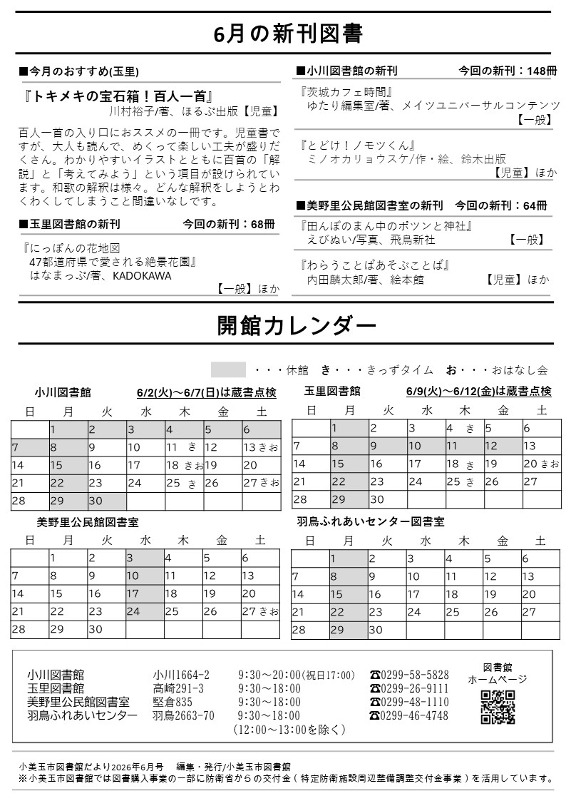 図書館だより5月号裏 図書館だより5月号裏