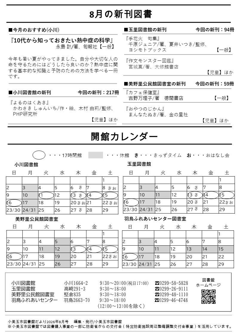 図書館だより5月号裏 図書館だより5月号裏