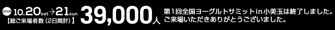 2018年10月20日土曜日・21日日曜日｜【総ご来場者数（2日間計）39,000人】第1回全国ヨーグルトサミット in 小美玉は終了しました。ご来場いただきありがとうございました。