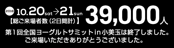 2018年10月20日土曜日・21日日曜日｜【総ご来場者数（2日間計）39,000人】第1回全国ヨーグルトサミット in 小美玉は終了しました。ご来場いただきありがとうございました。